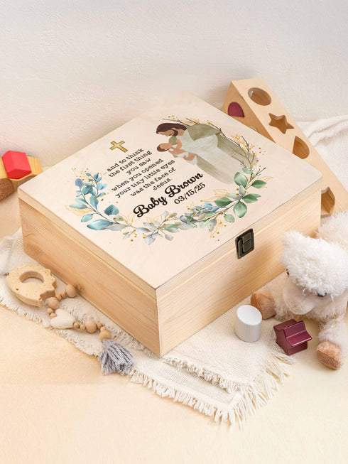 Baby Memorial Box – Personalized Name & Date | Faith Keepsake “Face of Jesus”